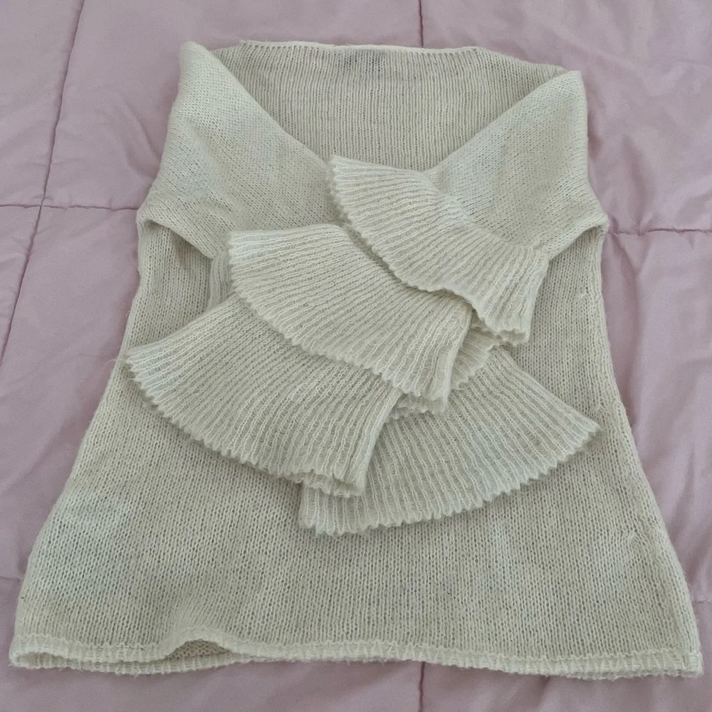 Gio & Gio white wool and mohair blend tiered sleeve sweater size S mad in Italy